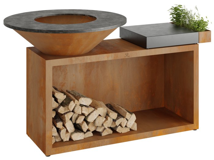 Ofyr Feuerplatte Island 100 mit Keramik Schneidebrett