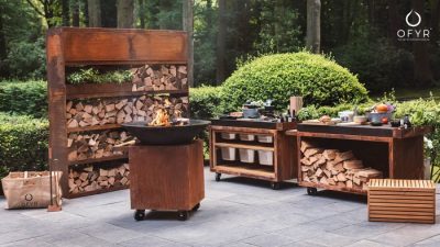 Komplette Outdoor Küche von OFYR OFYR Outdoor Küche aus Cortenstahl - dekorative Rost-Optik
