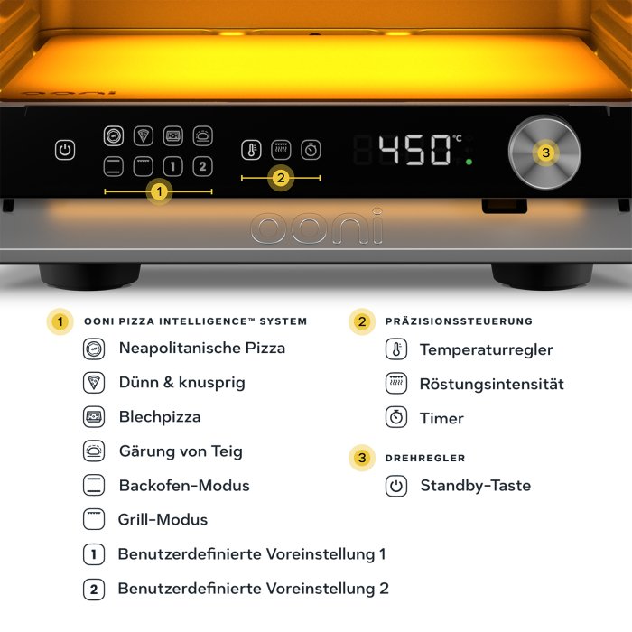 Digitales Bedienfeld beim Ooni Elektro Pizzaofen Volt 2