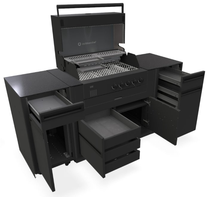 Outdoorchef HEAT Outdoor Küche inkl. QUBE X-415 RB + Gasflaschenschrank + Schubladenschrank schmal