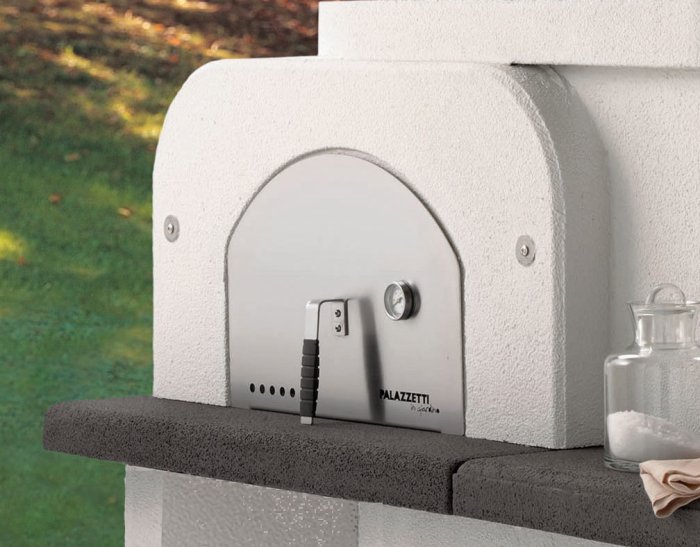 Palazzetti Grillkamin Bastia mit Pizzaofen aus Schamott und Edelstahltür