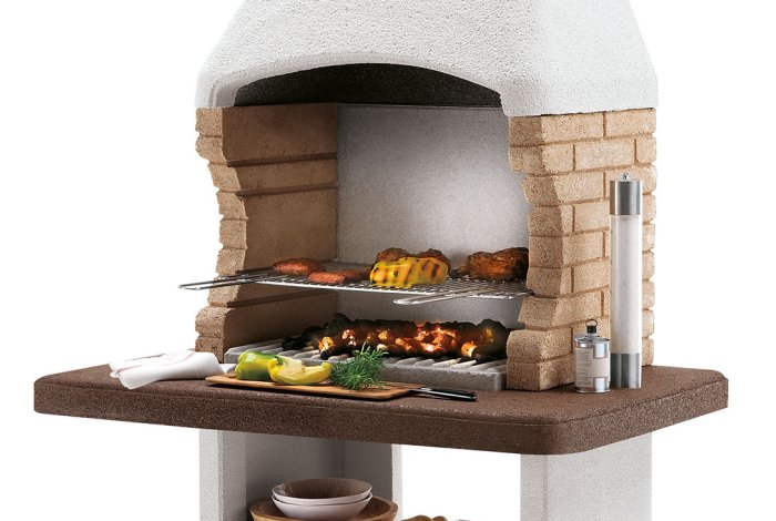 Palazzetti Grillkamin Brest mit Marmortech Arbeitsplatte