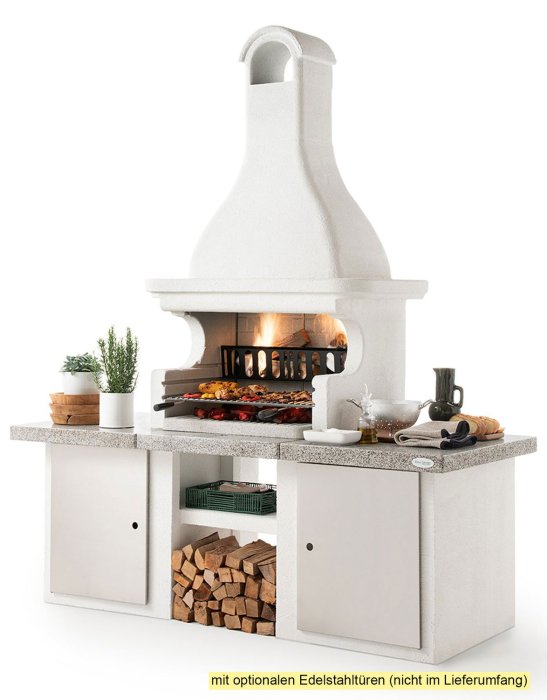 Palazzetti Outdoor Küche Glasgow 3 mit optionalen Edelstahltüren