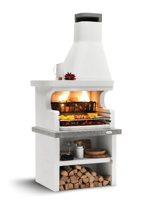 Palazzetti Grillkamin Levanzo rechts mit Marmotech Simsplatte