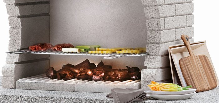 Palazzetti Grillkamin Marbella mit höhenverstellbarem Grillrost