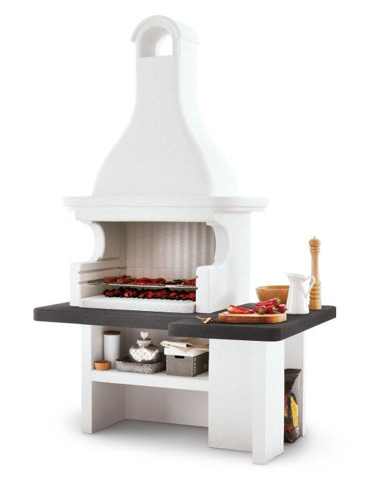 Palazzetti Grillkamin Mauritius mit großer Arbeitsplatte aus Marmotech