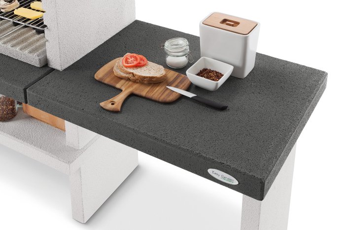 Palazzetti Grillkamin Ravello mit Marmotech Arbeitsplatte