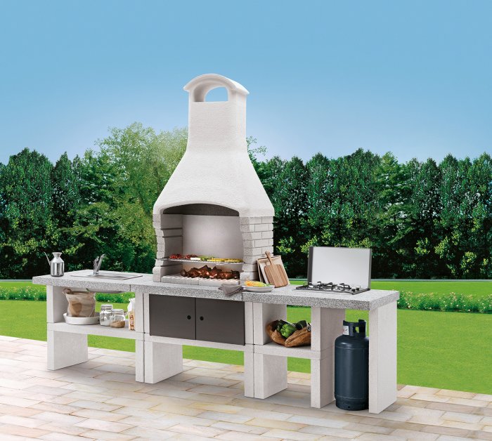 Palazzetti Outdoor Küche Marbella mit Gaskochstelle und Spüle