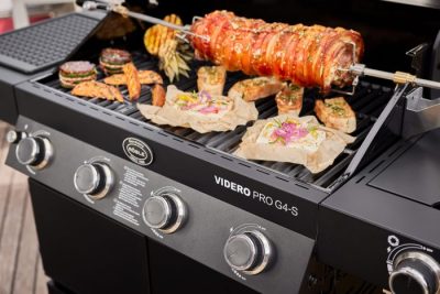 Rösle Videro Pro G4-S Gasgrill mit Vario+ Grillrost aus Gusseisen - auch für Seitenkocher und Primezone
