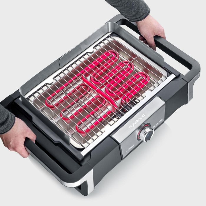 SEVERIN SENOA BOOST S Elektrogrill – Mit 500°C BoostZone, SafeTouch, 3000 Watt, Schwarz/Edelstahl