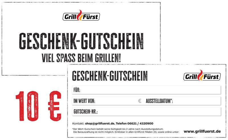 Grillfürst Geschenk Gutschein 10€