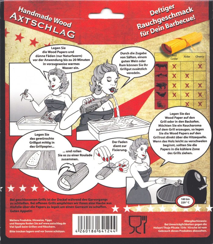 Axtschlag Grillpapier / Wood Papers Western Red Cedar - 19 x 15 cm /  8er Pack