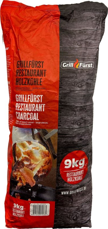 Grillfürst Restaurantkohle 9 kg - 100% Buche - Extra große Stücke - FSC / DIN plus