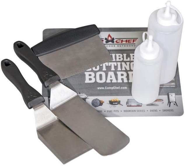 Camp Chef Plancha Set 6-teilig (Wender, Squeeze Flaschen, Brett)