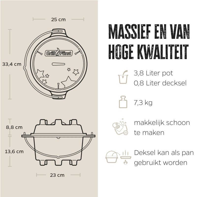 Grillfürst Dutch Oven BBQ Edition DO4 - inkl. Dutch Oven Fibel/Fibel XXL und Winterrezepte