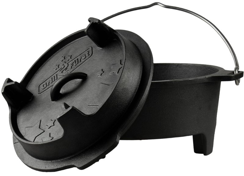 Grillfürst Dutch Oven Set BBQ Edition DO4 - X-DEAL inkl. Tragetasche, Gusseisen Pflege und Deckelheber