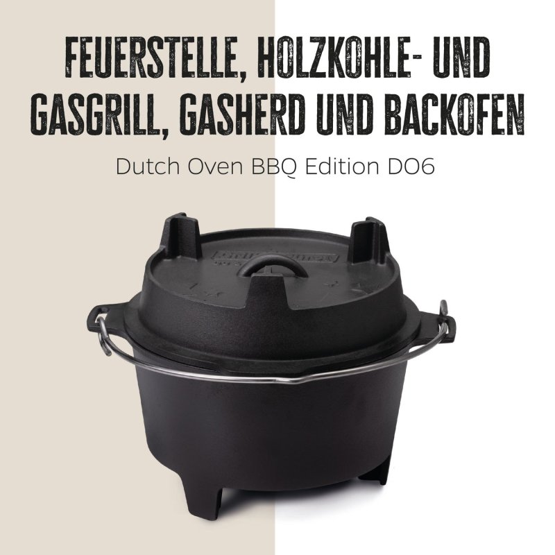 Grillfürst Feuerschale 75 cm - PARTY SET - inkl. Petromax Feueranker und Grillfürst Dutch Oven DO6 BBQ Edition