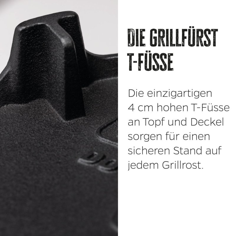 Grillfürst Feuerschale 75 cm - PARTY SET - inkl. Petromax Feueranker und Grillfürst Dutch Oven DO6 BBQ Edition