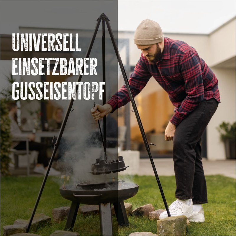 Grillfürst Feuerschale 75 cm - PARTY SET - inkl. Petromax Feueranker und Grillfürst Dutch Oven DO6 BBQ Edition