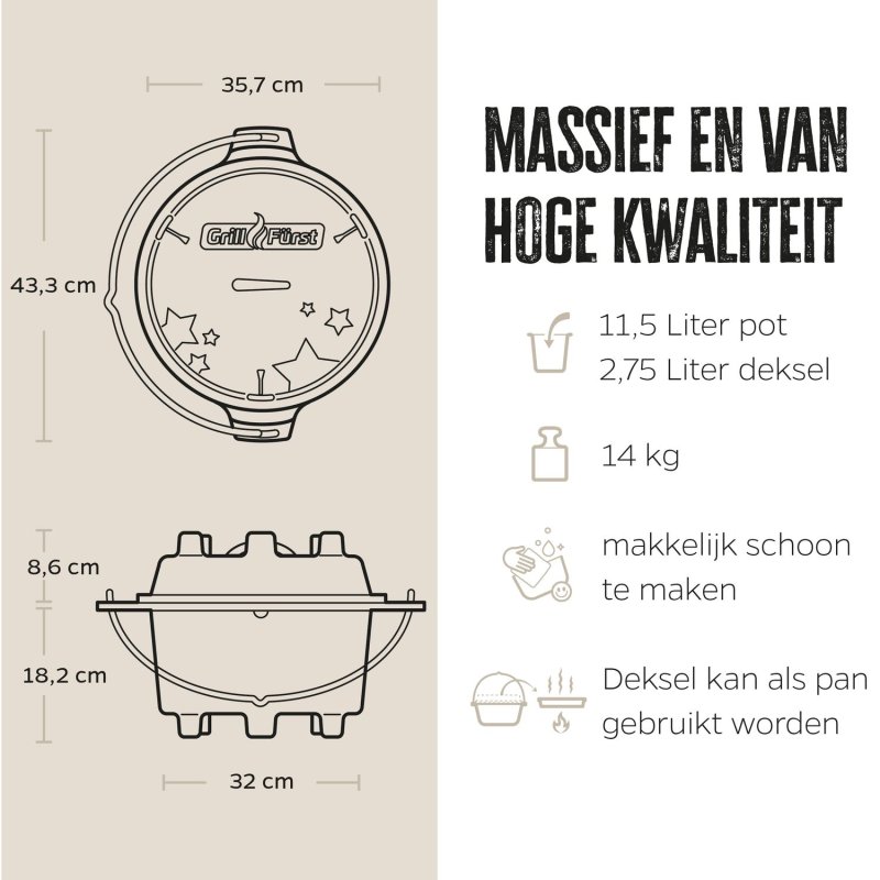 Grillfürst Dutch Oven BBQ Edition DO12 - inkl. Dutch Oven Fibel/Fibel XXL und Winterrezepte