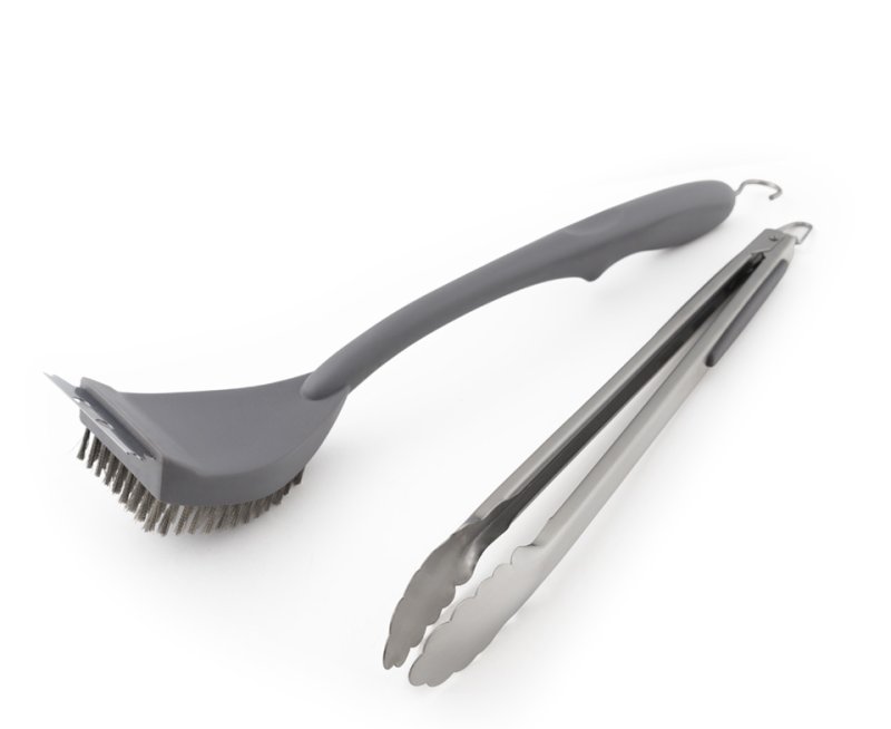Koenig Besteck-Set, 2-teilig, Grillbürste und Soft Grip Grillzange mit Schliessmechanismus