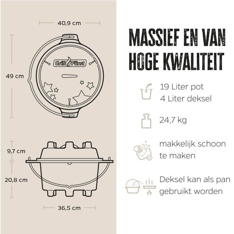 Grillfürst Dutch Oven BBQ Edition DO20 - inkl. Dutch Oven Fibel/Fibel XXL/Fibel XXL 2 und Winterrezepte