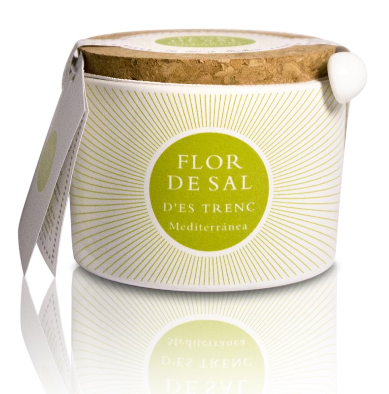 Flor de Sal D Es Trenc Mediterrane Kräuter - zarte Salzflocken - Keramikdose 100 g