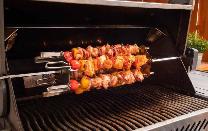 Grillfürst Edelstahl Schaschlikset für Drehspieße - mit 6 Spießen, 45 cm