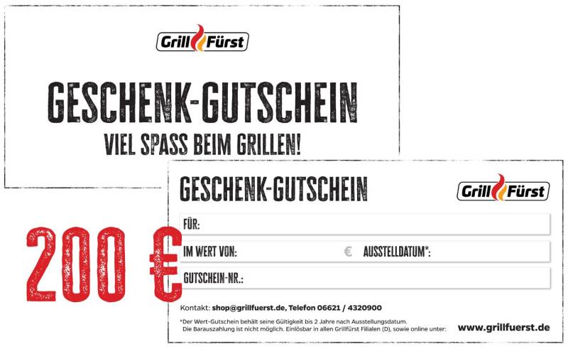 Grillfürst Geschenkgutschein 200€