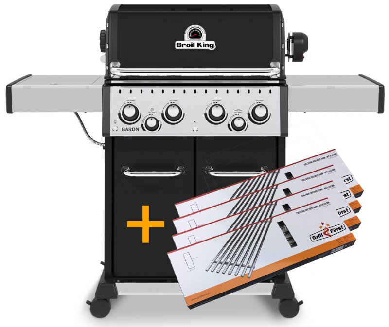 Broil King Baron 490 Black Gasgrill inkl. Drehspieß - Modell 2023 - Grillfürst Deal mit zusätzlichen Edelstahl Grillrosten