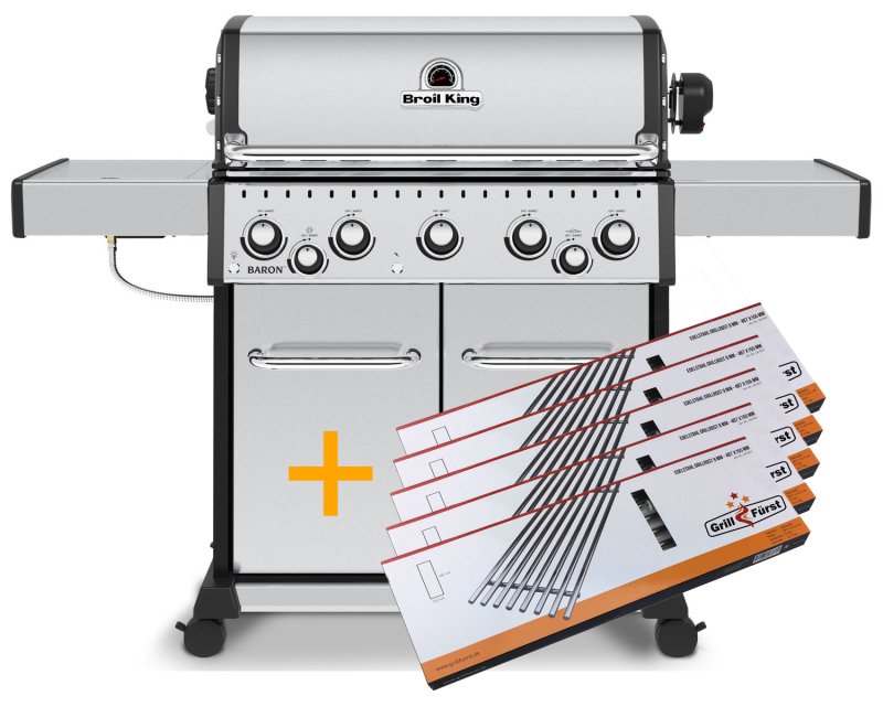 Broil King Baron S590 IR Gasgrill inkl. Drehspieß + Infrarot-Seitenbrenner - Modell 2023- Grillfürst Deal mit zusätzlichen Edelstahl Grillrosten