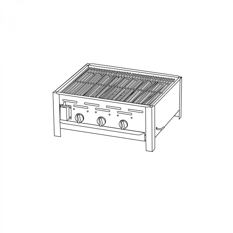TGO 3-Brenner Gastrobräter / Gasbräter mit verchromten Rost