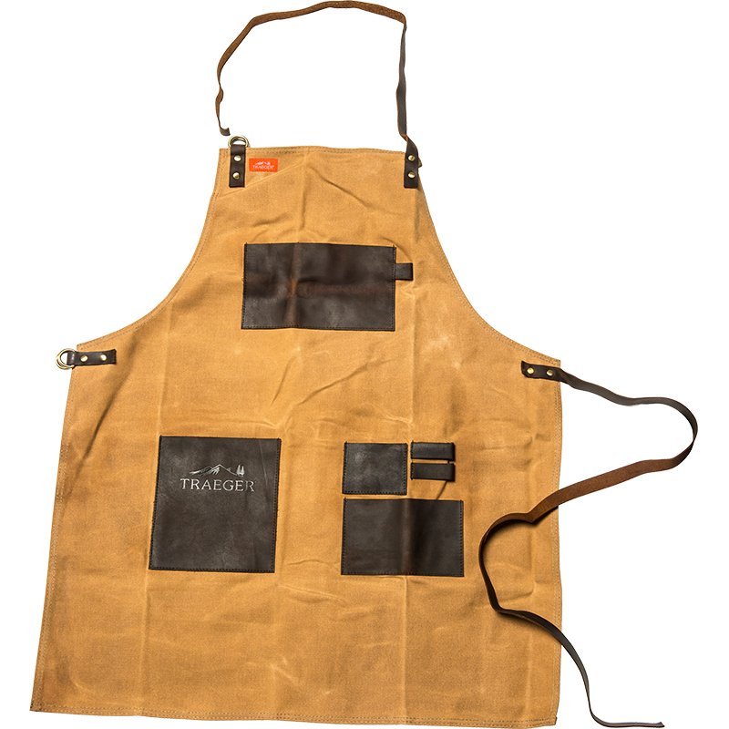 Traeger Grillschürze aus Leinen & Leder, braun mit Logo - Auslaufartikel