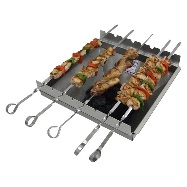Thüros Schaschlik Spießaufsatz mit 6 Spießen für T1, Tischgrill, Minicater (Grillfläche 30x30 cm)