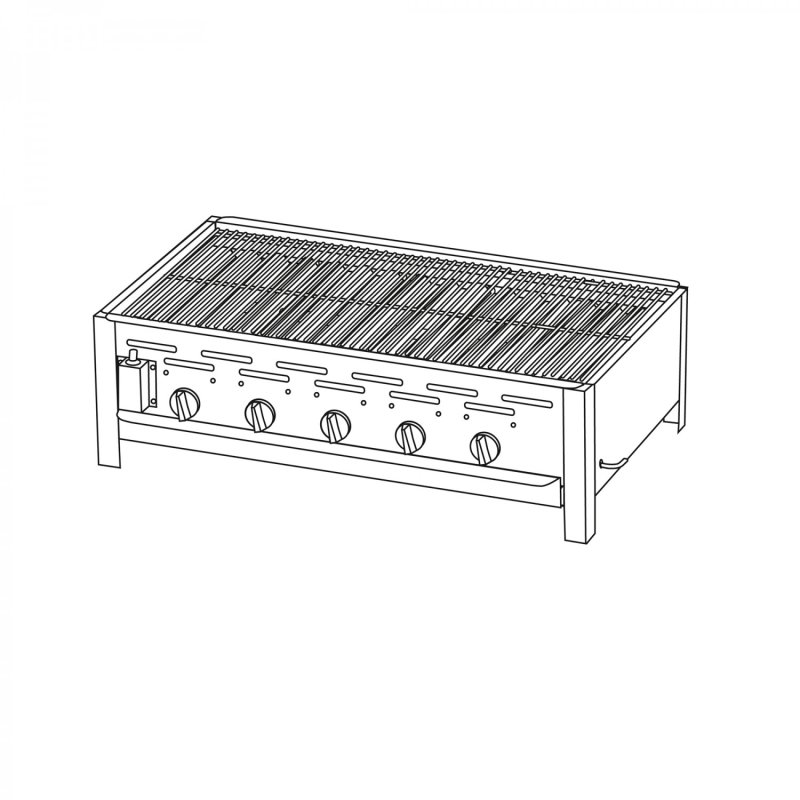 TGO 5-Brenner Gastrobräter / Gasbräter mit verchromten Rost