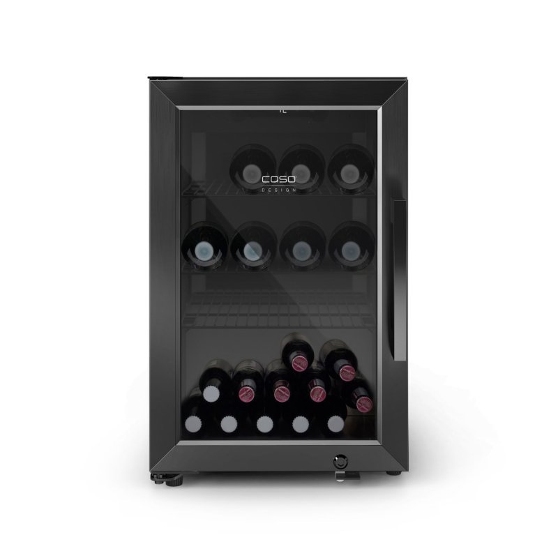 CASO BBQ Deluxe L Black Smart - Outdoor-Kühlschrank (63 Liter) mit schwarzem Edelstahlgehäuse, WiFi Control App - Linksanschlag