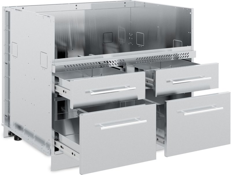 Broil King Outdoor Küche Komplettset mit Imperial S570 PRO Built In Gasgrill mit Drehspieß, Gasflaschenschrank und 3er Schubladenschrank - ohne Arbeitsplatte