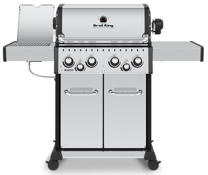 Broil King Baron S490 IR Gasgrill inkl. Drehspieß + Infrarot-Seitenbrenner - inkl. Blazinglas