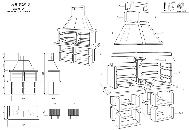 Palazzetti Grillkamin Argos 2 inkl. Montagematerial