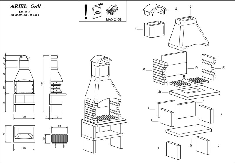 Palazzetti Outdoor Küche: Modul Grillkamin Ariel inkl. Montagematerial