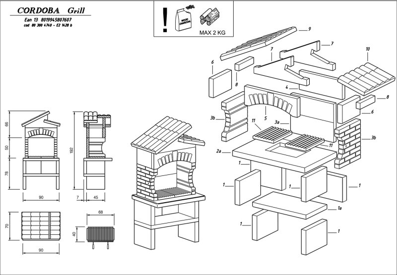 Palazzetti Outdoor Küche: Modul Grillkamin Cordoba inkl. Montagematerial