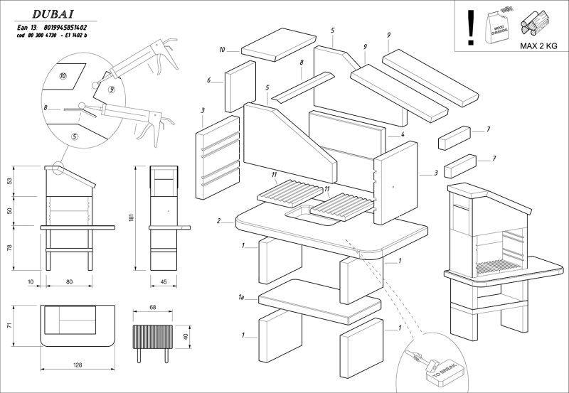 Palazzetti Grillkamin Dubai inkl. Montagematerial