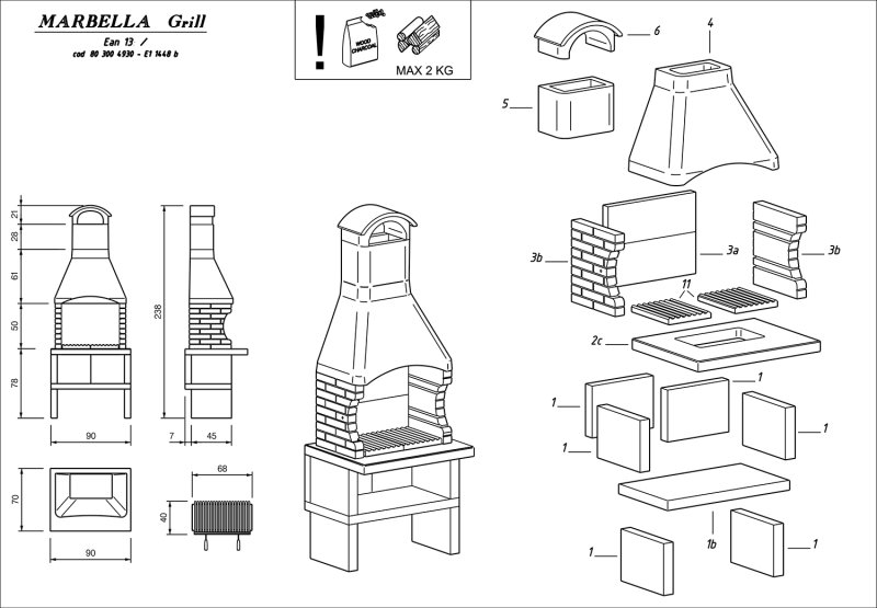 Palazzetti Outdoor Küche: Modul Grillkamin Marbella inkl. Montagematerial