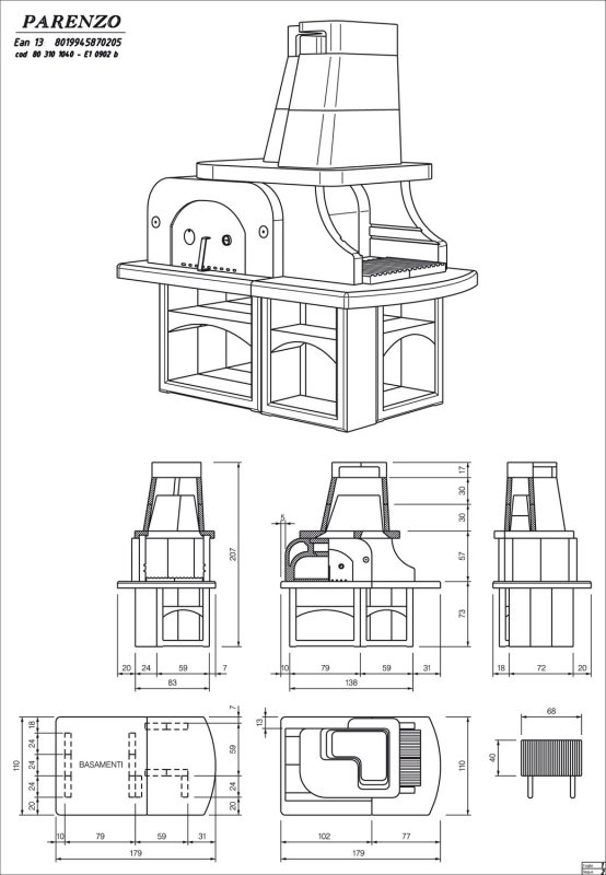 Palazzetti Grillkamin Parenzo mit Pizzaofen inkl. Montagematerial