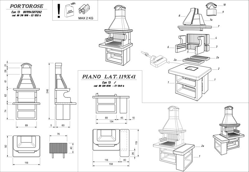 Palazzetti Grillkamin Portorose inkl. Montagematerial