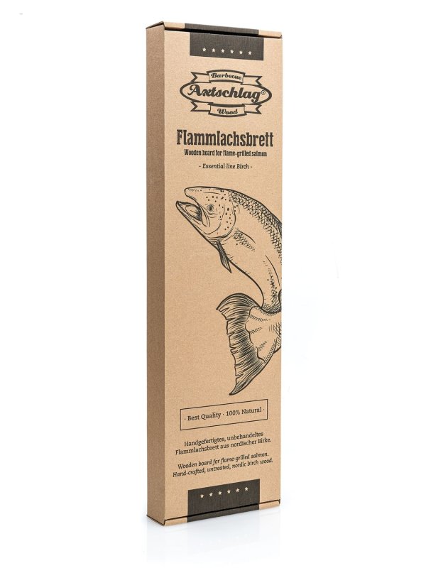 Axtschlag Flammlachsbrett Essential Line Birke - mit Schraubhalterung & Halterung für Feuerschalen