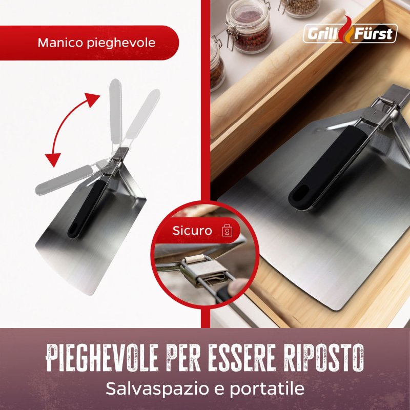 Grillfürst Pizzaheber / Pizzaschieber Edelstahl klappbar - Retoure