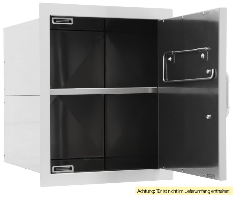 BULL Edelstahl Schrankeinsatz mit Regalboden für Einbau Einzeltür vertikal