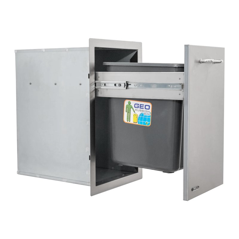 BULL Einbau Schublade Slim aus Edelstahl mit Mülleimer