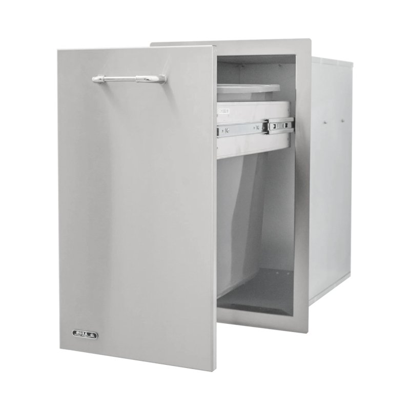 BULL Einbau Schublade Slim aus Edelstahl mit Mülleimer